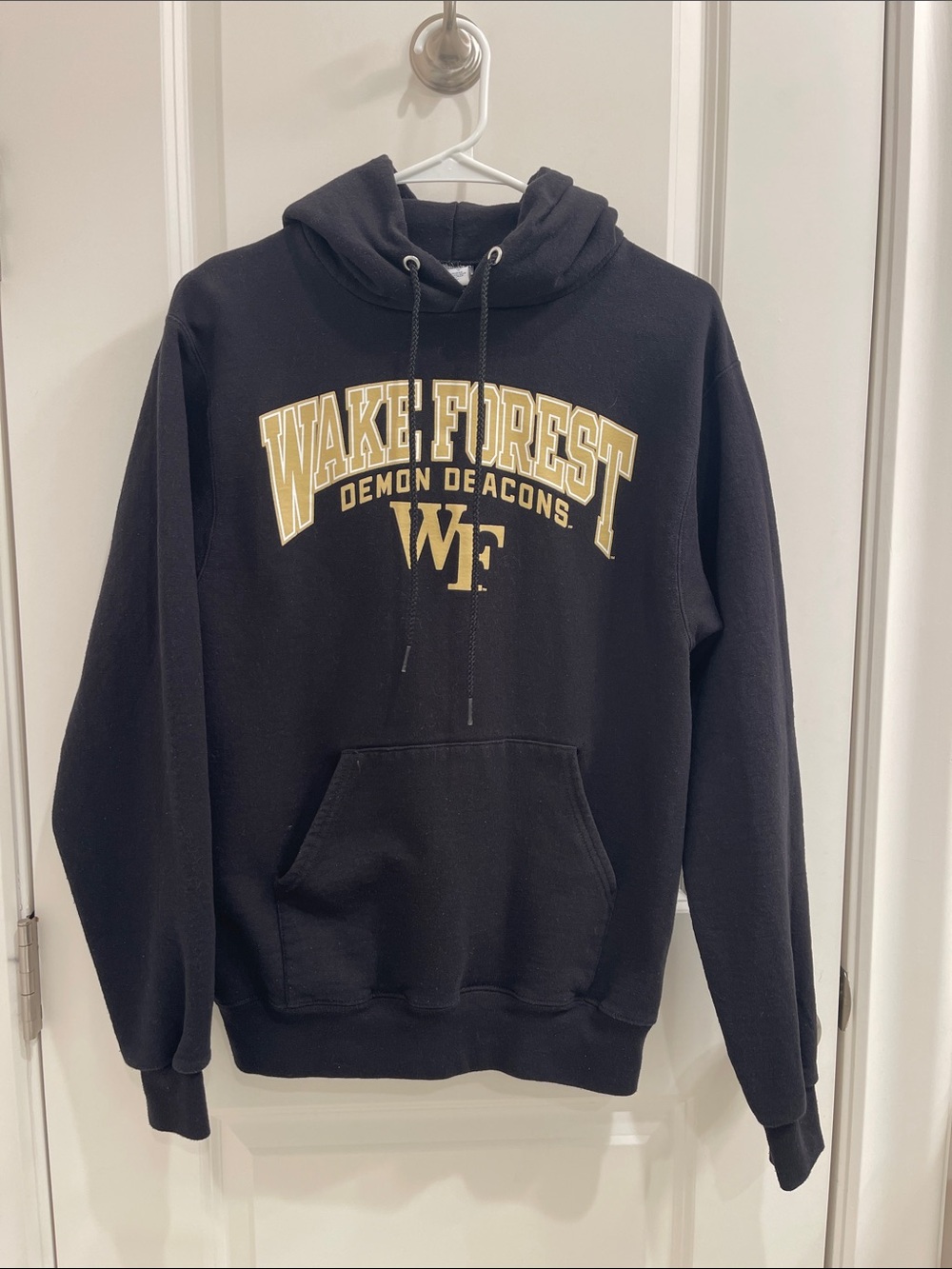 Champion Black Wake Forest Demon Deacons Pullover Hoodie with Gold Logo